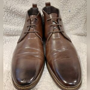 Tayno Mens Lace Up ChukkaBoots Coffee Brown Leather Sz 11 Dress Casual  MidAnkle